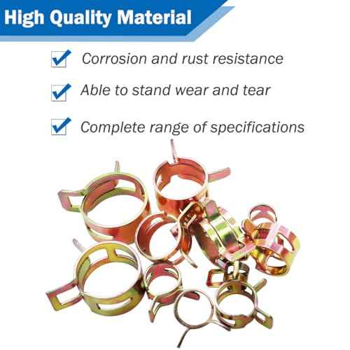 Tnisesm 70 Pcs 6-16mm Spring Hose Clamp Assortment kits, Silicone Vacuum Hose Action Pipe Clamp Low Pressure Air Clip Clamp for Hose Clamps(6mm, 9mm, 10mm, 11mm, 12mm, 14mm, 16mm) TN-23