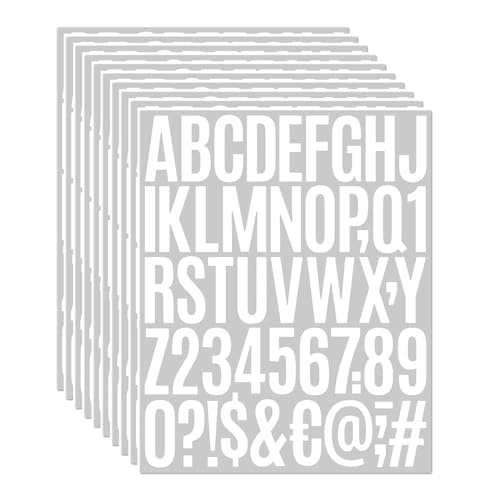 Jiepuxiter Waterproof Alphabet & Number Stickers 2 inch White - Clear Vinyl Decals