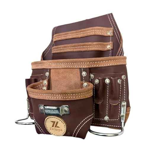 20-110 10 Pocket Rigger Heavy Duty Leather Tool Bag, Brown