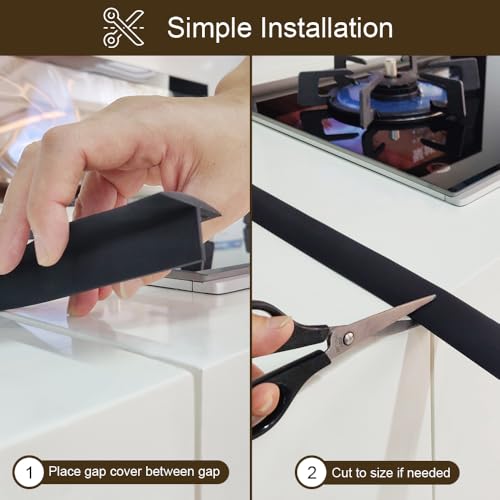 Gosmol 30-Inch Silicone Stove Gap Cover - 2 Pack, Black