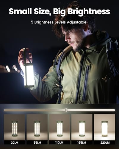 Glocusent 106 LED Rechargeable Camping Lantern - Green, Waterproof, 1200LM, Emergency & Outdoor Use