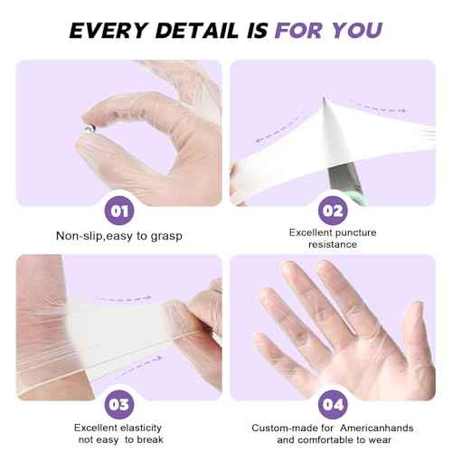 FINITEX Clear Vinyl Gloves Disposable Gloves Food Safe Latex-Free Food Prep Exam Gloves Box of 100/1000