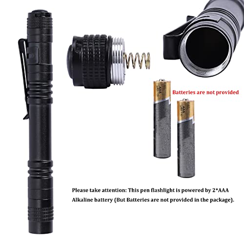 LED Pen Flashlight, 6Pcs Pocket Flashlights Super Bright Slim Pen Light with Clip Waterproof Penlight for Inspection, Repair, Emergency Powered by 2*AAA Battery (not Included)