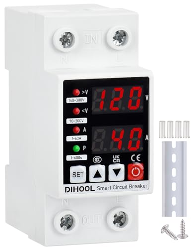 DIHOOL Adjustable Voltage Protector 110V-220V, Overcurrent & Surge Protection