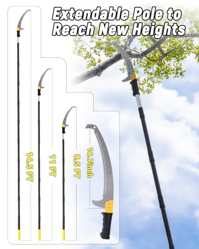 BlumeTrec 14.5FT Pole Saw with Adjustable Length Tree Trimming Tool