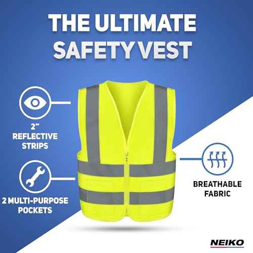 NEIKO High Visibility Safety Vest ANSI Class 2, 2 Pockets