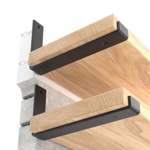 LEOPO Black 12-Inch Floating Shelf Brackets 6-Pack - Heavy Duty Support, 11.25" Length