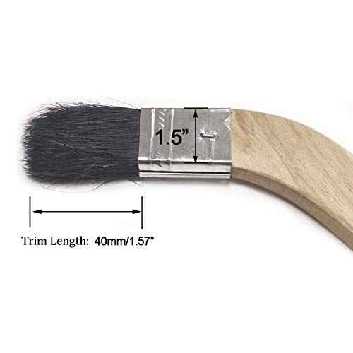 2Pcs Wooden Handle Bristle Radiator Paint Brush, 1.5 Inch Brush Width, 375mm Total Length, 40mm Trim Length