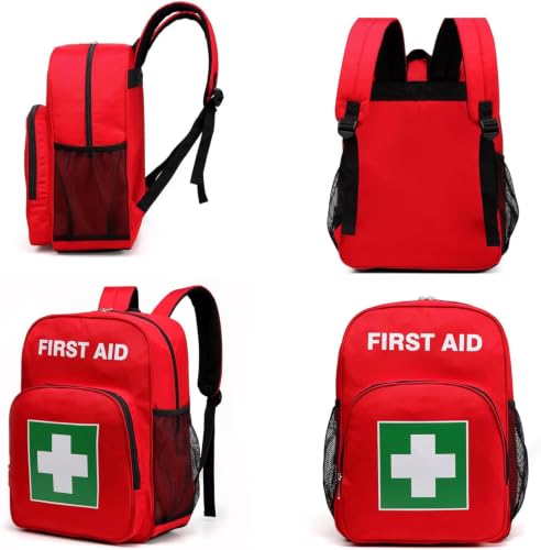 Gatycallaty Red 5-Piece Durable First Aid Backpack for Workplace & Outdoors
