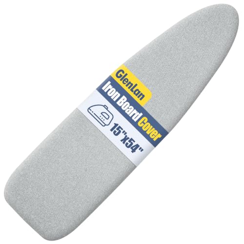 GlenLan Ironing Board Cover 15" x 54" Sliver - Cotton-Aluminum, Premium Pad