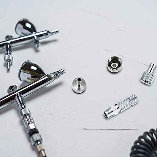 Hotop 5 Pcs Airbrush Quick Release Coupling Disconnect Adapter Kit, 1/8 Inch Female Connectors and Male Adapters Adjustment Control Valve Airbrush Accessories for Air Compressor