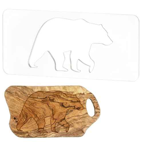 BENECREAT Acrylic Bear Router Template, Clear Router Inlay Template for Woodworking and Craft, Transparent Acrylic Template for Student Painting Supplies, Craft Projects (12¡¿5Inch)