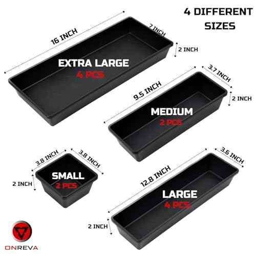 ONREVA Tool Box Organizer Tray Divider Set, Extra Large Toolbox Trays, Tool Box Organizers and Storage Kit, Rolling Tool Chest Drawer Bins, Hardware Screwdrivers Pliers Organization, 12pcs