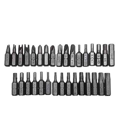 Security Tamper Proof Bit Set 33pcs Torq Torx Hex Star Spanner Tri Wing Electric Screwdriver Hex Bit 1/4" 6.35mm Magnetic Holder (33pcs hollow section)