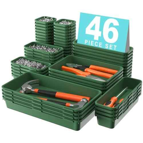 A-LuGei ¡¼?????????? & 5 Size¡½ Tool Box Organizer Tray Divider Set,¡¼Army Green¡½ Desk Drawer Organizer,Garage Organization and Storage Toolbox Accessories Rolling Tool Chest Cart WorkBench Small Part
