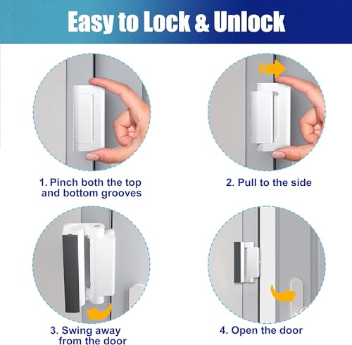 AceMining White Door Reinforcement Lock - Childproof Home Security, Heavy Duty