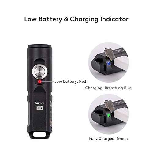 RovyVon Aurora A3 4th Generation EDC Keychain Flashlight, 650 Lumens Super Bright Mini Handheld Flashlight, Powered by USB Rechargeable Built-in Battery for Camping, Outdoors, Everyday Carry