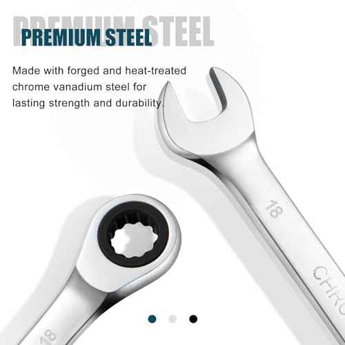 SORAKO 18mm Ratcheting Combination Wrench, Chrome Vanadium Steel Gear Wrench, Industrial Grade Cr-V Steel Gear Spanner, Household Garage Tools(Metric)