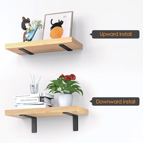 Aunulahca Heavy Duty 10-Inch Black Shelf Brackets 6 Pack for DIY Floating Shelves