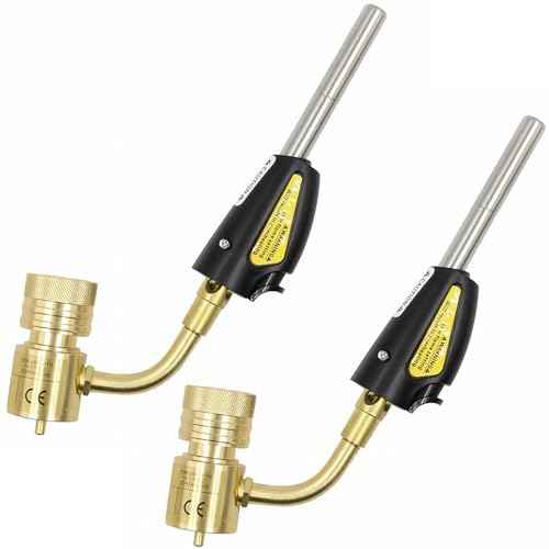QWORK Torch Swirl Tips, 2 Pack, Compatible With MAP-Pro/LP Gas, Self Lighting, Gas Self Ignition Regulator Brazing Soldering Welding Plumbing Gun