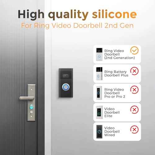 Silicone Skin Case Cover Compatible with Ring Video Doorbell (2nd Gen & Battery Doorbell Plus), Ring Doorbell Cover Durable, Weather, UV, Rain Resistant