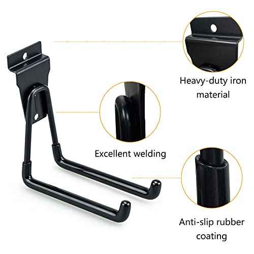Slatwall Hooks, Slat Wall Accessories Multi Size Garage Hooks Storage Utility Hanging Hooks Wall Mount Tool Holder for Ladder Garden Tools (14 Pack, Black)