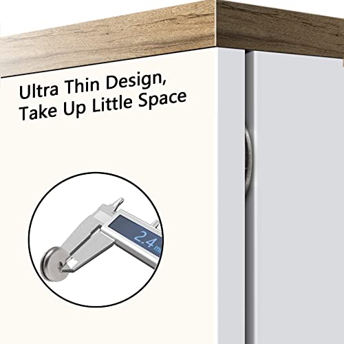 Mousike 4 Pack Ultra Thin Magnetic Cabinet Door Catch Stainless Steel Silver