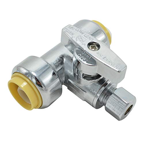 TTFLEX 1/2" x 1/2" x 1/4" Brass Push-to-Connect Tee Valve - Shut Off, Heavy Duty