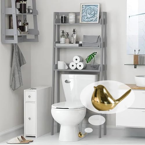 Gold Ceramic Bird Toilet Bolt Covers Set of 2 - Decorative Bathroom Accessories