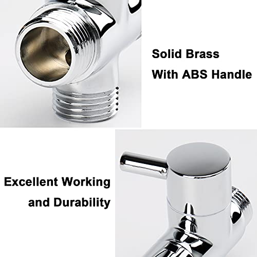 NearMoon Chrome Finish Solid Brass G1/2" Shower Arm Universal 3-Way Diverter Valve
