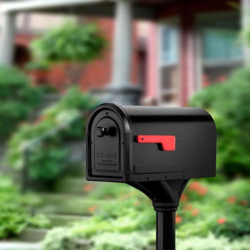 Architectural Mailboxes Roxbury Large Mailbox with Post - Black, Weatherproof