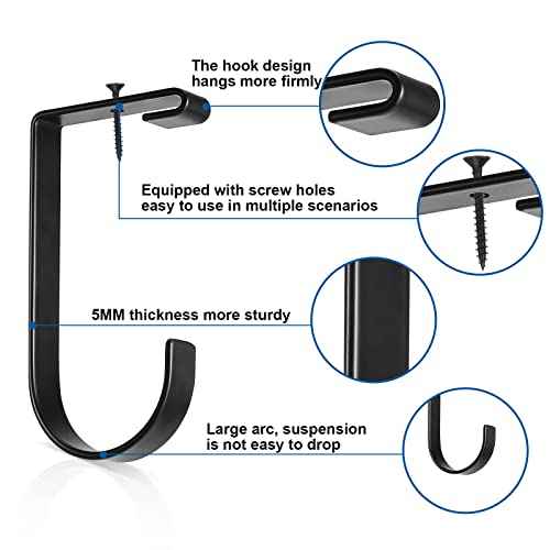 Ferraycle 12 Pcs Add on Storage Hook Accessory Overhead Garage Hooks for Ceiling Rack and Wall Shelving, Bike Hanging Flat, Black