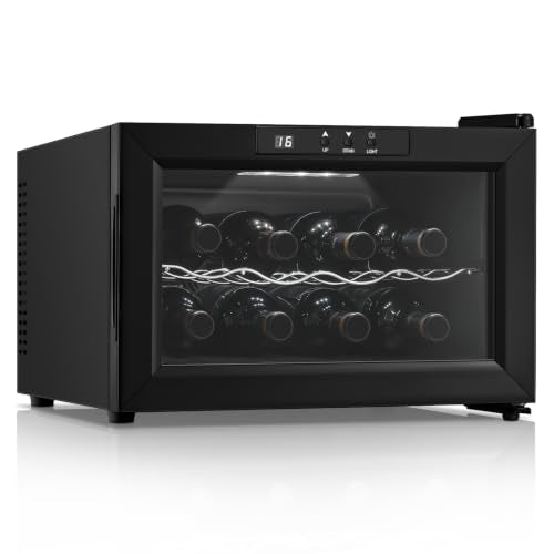 FOHERE Black 8-Bottle Wine Cooler Refrigerator, Small Freestanding Wine Fridge