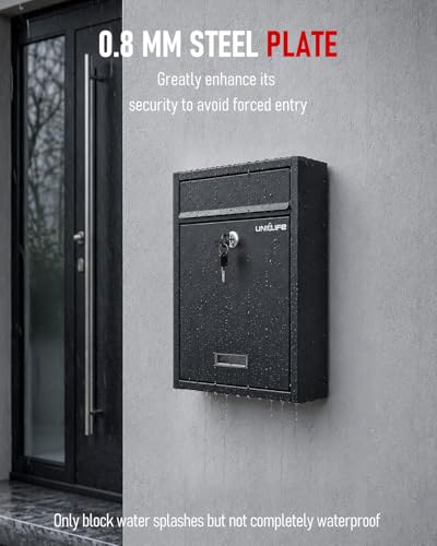 Uniclife Wall Mount Mailbox Locking Mailbox Black Key Lock