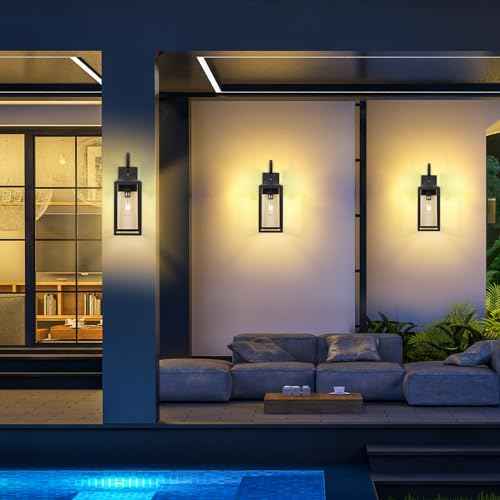 19" Large Outdoor Wall Lights for House, Black Outside Modern Wall Lantern Light Fixture, Outdoor Lights for House Waterproof Industrial Porch Light Wall Mount Sconce Exterior