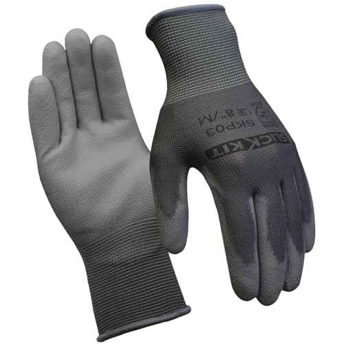 Work Gloves PU Coated, for Men and Women, Ideal for General Duty Work, 12 Pairs, Grey