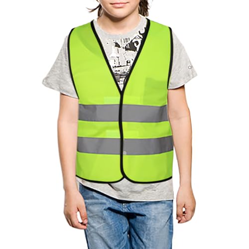 TopTie 10 Pack Kids Safety Reflective Vests, High Vis Construction Vest with Elastic Waistband