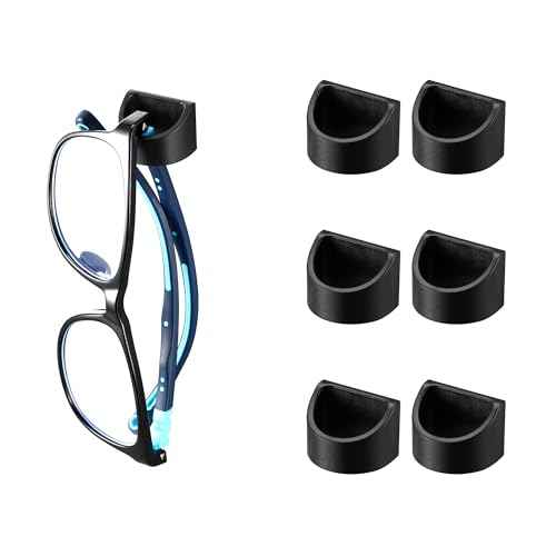 Sunglass Organizer 6 Pack, Glasses Holder & Eyeglass Holder for Eyewear, Sunglasses, Reading Glasses. Sunglass Holder for Home, Office, Car, Driver, Workshop. Glasses Accessories (Black)