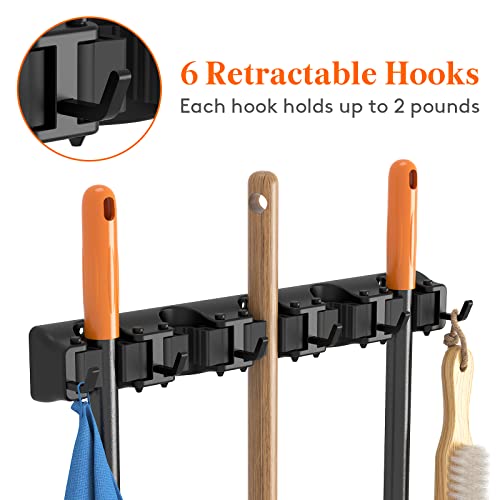 Lifewit Wall-Mounted Broom and Mop Holder Organizer - Black, 1 Pack