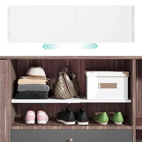 Expandable Closet Tension Shelves Organizers, Heavy-Duty Metal Tension Shelf, Adjustable Locker Shelf Cabinet for Closets Wardrobe Pantry Cupboard Kitchen Laundry