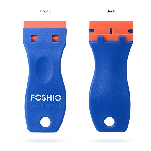 Blue Plastic Razor Blade Scraper Set - 2pcs Handle + 100 Blades for Gasket & Glass Removal
