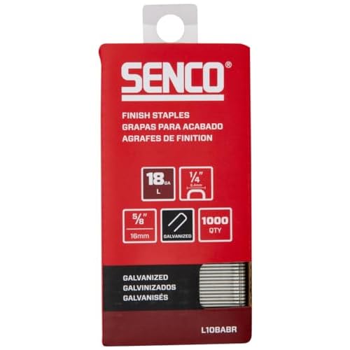 SENCO L10BABR 5/8" 18 Gauge 1/4" Crown Finish Staples, Galvanized Finish 1,000 Count Pack