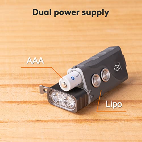RovyVon E1 EDC Flashlight High Lumen Rechargeable, 700 Lumen Dual Power AAA Keychain Flashlights with Lockout Mode, Waterproof for Daily Use, Camping