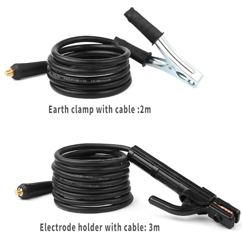 Welding Electrode Holder (3 Meter/118.1 in) Stick Copper Plier MMA/ARC Ground Clamp (2 Meter/78.7 in) Mini Welding Rod Copper Clamp Tool Accessories With Cable for 300A Welder(2+3 Meter)