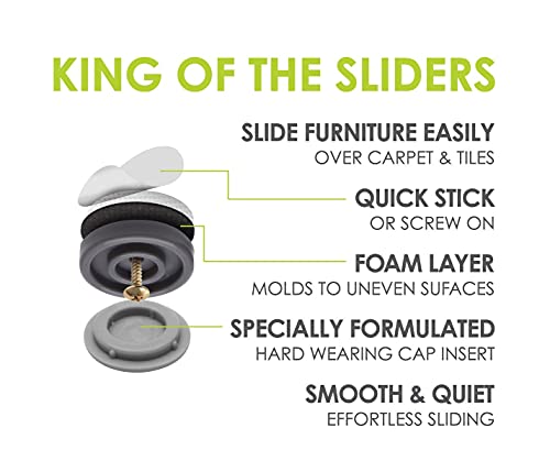 Slipstick GorillaGlides 1 Inch Chair Sliders Pack of 16 Floor Protectors