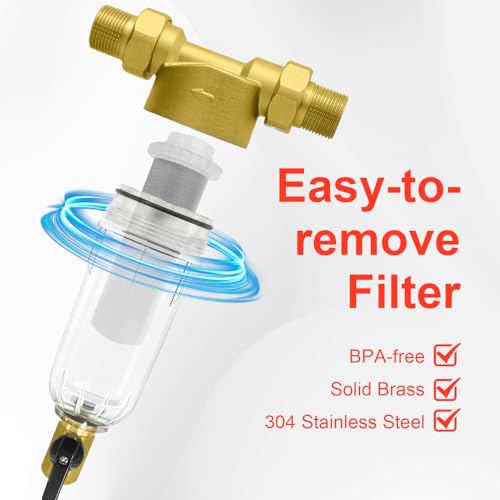 Purilitzs Spin Down Sediment Filter 40/100/200 Micron - Reusable Inline Water Filter for Whole House