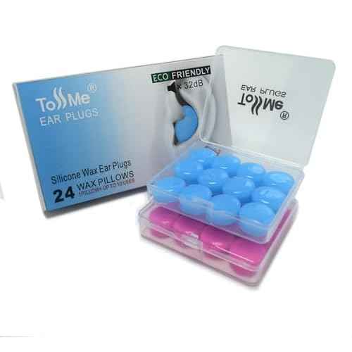 Wax Ear Plugs for Sleep - 24 Silicone Wax Earplugs for Swimming and Sleeping - Gel Ear Plugs for Noise Cancelling, Ear Protection - SNR -32dB earplugs