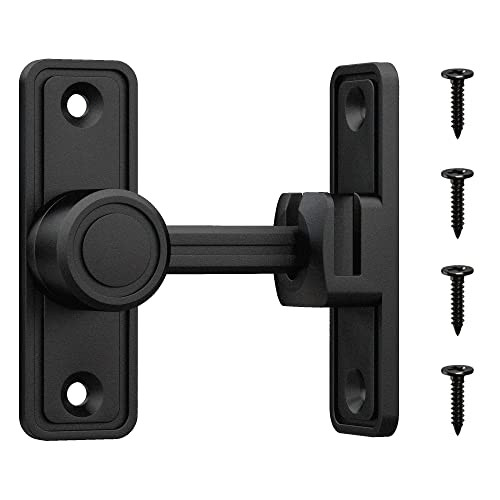 RETRIN Black Barn Door Lock with 90°/180° Swing Privacy Latch - Zinc Alloy, Adhesive/Screw Mount, Sliding Door Lock for Interior Bathroom Bedroom Closet Shed