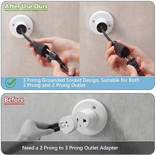Feekoon Black E26/E27 Light Socket Adapter with 3 Prong Outlet & Extension Cord - 1 Pack