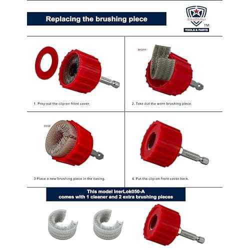 1/2-Inch[3PC] Copper Pipe Cleaner for Power Drill, Model InerLok050-A [1/2¡± Tube Cleaning Brush & 2 Brushing Pieces] Cleans Copper Pipes for Soldering, w/ Stainless-Steel Wire Bristles & 1/4¡± Shank